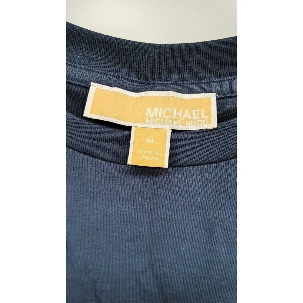 MICHAEL Michael Kors Navy Gold Button Detail Top M | Luxe Minimalist